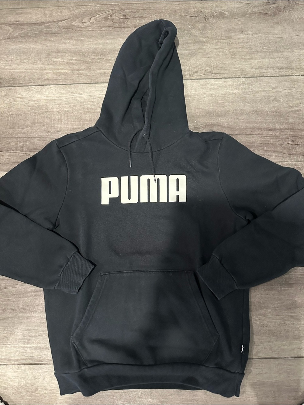Puma Men's Black Crewneck Hoodie with White Logo